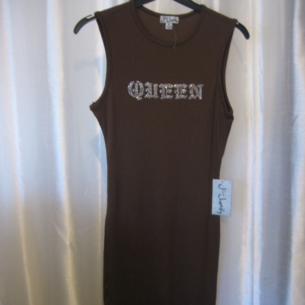 J for Justify Queen Junior's Brown Sleeveless Dress 92% Polyester Sz M NWWT